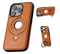 Générique Full-Coverage Shockproof Leather Magnetic Stand Phone Case, Luxury Leather iPhone Case, for iPhone 12/13/14/15/16 Plus Pro Max Case (for iPhone13Promax,Brown 1)