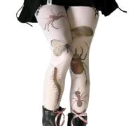 Générique Funky Patterned Stockings, Y2K Women Goth Patterned Stockings Whimsical Clothes, Ultra Thin White Pantyhose Elastic Tights Legging (B,Taille unique)