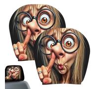 Générique Funny Car Headrest Covers - 2 Pack Elderly Print | Universal Fit