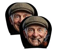 Générique Funny Car Headrest Covers - 2 Pack Elderly Print | Universal Fit
