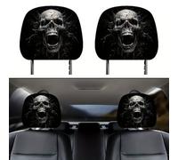 Générique Funny Cartoon Car Headrest Covers - 2/4PCS Universal Fit, Eyed Grinning Cartoon Satin Car Seat Headrest Covers, 11 * 10.2 inchDouble-Sided Print Protector for Cars Van Truck (#C,2PCS)