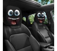 Générique Funny Cartoon Car Headrest Covers, 2PCS Set of Funny Big-Eyed Grinning Cartoon Print Car Seat Headrest Covers, Double-Sided Print Protector for Front Seat Decoration (2Pcs-D)