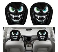Générique Funny Cartoon Car Headrest Covers, Cute Funny Cartoon Eyes Cars Headrest Covers with Elastic Fit, Spooky Headrests Protecto, for Auto Front Seat Rest Decoration(#H,2PCS)