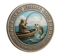 Générique Funny Challenge Coin - Collectible Metal Pocket Keepsake,Souvenir Coin | for Angler, Fishing Lover, Dad, Luck, Outdoor Activities, Camping, Boating