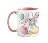 Générique Funny Crochet Coffee Mug, 330ml 2D Ceramic Crochet Cup Mugs for Crafters Yarn Lovers