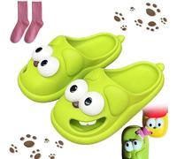 Générique Funny Kissing Slippers, Tongue Kiss Slippers for Women, 3D Big Eyes Dog Slipper with Non-SlipThick Sole for Indoor Outdoor (Green,US 40/41)