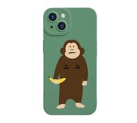 Générique Funny Monkey Phone Case for iPhone, Cute Monkey Banana Case Cover, Full-Coverage Shockproof and Drop-Proof Matte Liquid Silicone Phone Case (for iPhone 11,Green)