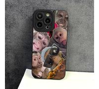 Générique Funny Monkey Phone Cases for iPhone, Trendy Monkey Drinking Phone Case Compatible, All-inclusived Shockproof TPU Clear Protective Cover for iPhone 16/15/14/13/12/11 Series (Black A,14PRO)