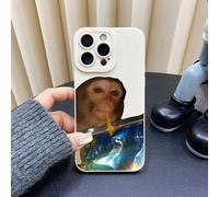 Générique Funny Monkey Phone Cases for iPhone, Trendy Monkey Drinking Phone Case Compatible, All-inclusived Shockproof TPU Clear Protective Cover for iPhone 16/15/14/13/12/11 Series (White B,14PRO)