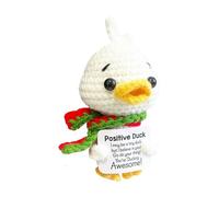 Générique Funny Positive Duck, Motivational Knitted Toy, 2.95x2.36 inches Small Handmade Cheer Support Duck, Inspiring Plush Animal Dolls for Desk, Windowsill, Stress and Daily Smiles