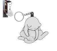 Générique Funny Wiggling Cat Keychain, 3D Interactive Mischief Cat Keychain- Pullable Head and Rotating Cats Eggs Toy Design, Gifts for Cats Lovers and couples lovers (White)