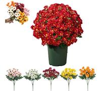 Générique Funsdecor Mums, Artificial Outdoor Sunset Mums Flowers - UV Resistant, Waterproof, Windproof, Fake Fall Flower Daisy with Eucalyptus, Look Real, Full, Vibrant (Scarlet,25pcs)