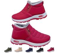 Générique Fur Lined Winter Boots For Women, Comfort Casual Outdoor Warm Snow Boots for Outdoor Cold Weather (Red,42)
