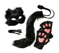 Générique Furry Animal Half Face Cover, Soft Cosplay Masque, Adjustable Comfortable Fit Plush Tail and Gloves Accessories for Kids Adults Halloween Carnival Masquerade Party Use