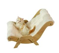 Générique Furry Cat Sofa Bed, Plush Cat Couch, Luxurious Soft Calming Kitten Sofa for Small Dogs & Cats, Indoor Pet Cave with Wooden Frame, 14.57x19.69x14.37 inches, Brown