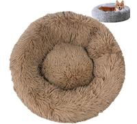 Générique Furry Donut Cat Bed, Washable Comfortable Dog Bed, Round Donut Design, Pet Plush Cozy Non-Slip Bottom Bed for Indoor (70 * 70cm,Khaki)