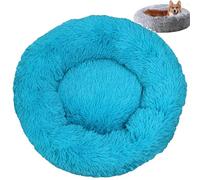 Générique Furry Donut Cat Bed, Washable Comfortable Dog Bed, Round Donut Design, Pet Plush Cozy Non-Slip Bottom Bed for Indoor (70 * 70cm,Blue)