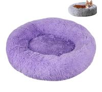 Générique Furry Donut Cat Bed, Washable Comfortable Dog Bed, Round Donut Design, Pet Plush Cozy Non-Slip Bottom Bed for Indoor (40 * 40cm,Purple)