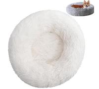 Générique Furry Donut Cat Bed, Washable Comfortable Dog Bed, Round Donut Design, Pet Plush Cozy Non-Slip Bottom Bed for Indoor (40 * 40cm,White)