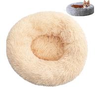 Générique Furry Donut Cat Bed, Washable Comfortable Dog Bed, Round Donut Design, Pet Plush Cozy Non-Slip Bottom Bed for Indoor (50 * 50cm,Apricot)
