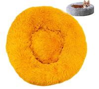 Générique Furry Donut Cat Bed, Washable Comfortable Dog Bed, Round Donut Design, Pet Plush Cozy Non-Slip Bottom Bed for Indoor (40 * 40cm,Golden)