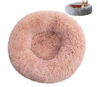 Générique Furry Donut Cat Bed, Washable Comfortable Dog Bed, Round Donut Design, Pet Plush Cozy Non-Slip Bottom Bed for Indoor (40 * 40cm,Leather Pink)