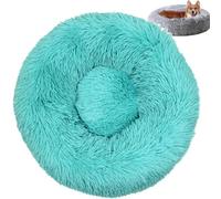 Générique Furry Donut Cat Bed, Washable Comfortable Dog Bed, Round Donut Design, Pet Plush Cozy Non-Slip Bottom Bed for Indoor (70 * 70cm,Emerald Green)