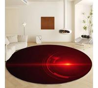 Générique Futurisme Laser Tapis de Rond à Poils Courts Diamètre 60 cm, Moquette de Doux Confortable - Tapis Lavable en Machine Antidérapant Rouge pour Salon Chambre Cuisine