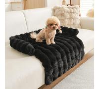 Générique Fuzzy Calming Dog Sofa Bed Mat,29.5'' Cozy Washable Comfortable Pet Mat for Sofa Protector,Luxurious Plush Furniture Protector Couch Bed with Anti-Slip Bottom for Dogs and Cats (Black)