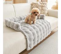 Générique Fuzzy Calming Dog Sofa Bed Mat,29.5'' Cozy Washable Comfortable Pet Mat for Sofa Protector,Luxurious Plush Furniture Protector Couch Bed with Anti-Slip Bottom for Dogs and Cats (Light Grey)