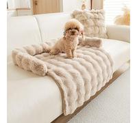 Générique Fuzzy Calming Dog Sofa Bed Mat,29.5'' Cozy Washable Comfortable Pet Mat for Sofa Protector,Luxurious Plush Furniture Protector Couch Bed with Anti-Slip Bottom for Dogs and Cats (Coffee)