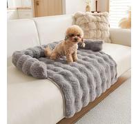 Générique Fuzzy Calming Dog Sofa Bed Mat,29.5'' Cozy Washable Comfortable Pet Mat for Sofa Protector,Luxurious Plush Furniture Protector Couch Bed with Anti-Slip Bottom for Dogs and Cats (Dark Grey)