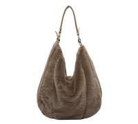 Générique Fuzzy Tote Bag for Women, Winter Fuzzy Purses for Women, Retro Faux Fur Shoulder Handbag with Zipper, for Travel Work Daily Shopper (Coffee)