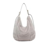 Générique Fuzzy Tote Bag for Women, Winter Fuzzy Purses for Women, Retro Faux Fur Shoulder Handbag with Zipper, for Travel Work Daily Shopper (Gray)
