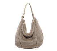 Générique Fuzzy Tote Bag for Women, Winter Fuzzy Purses for Women, Retro Faux Fur Shoulder Handbag with Zipper, for Travel Work Daily Shopper (Khaki)