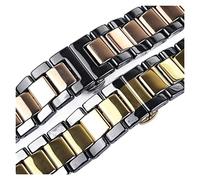 Générique FYXT 18 20 22mm Bande de céramique universelle luxe Noir avec dames d'or rose Montre Bracelet Vernis Jamais disparaître(Black gold,22mm)