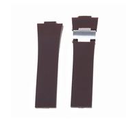 Générique FYXT 25mm * 12mm Noir Marron Bleu Bracelet en Caoutchouc De Silicone Étanche Boucle Pliante Bracelet Compatible avec Le Bracelet De Montre Ulysse Nardin(Brown and Metal,with Silver Buckle)