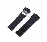 Générique FYXT 25mm * 12mm Noir Marron Bleu Bracelet en Caoutchouc De Silicone Étanche Boucle Pliante Bracelet Compatible avec Le Bracelet De Montre Ulysse Nardin(Black and Metal,Without Buckle)