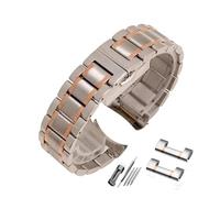 Générique FYXT Bracelet De Montre En Acier Inoxydable, Extrémité Incurvée, En Métal, 14mm, 15mm, 16mm, 17mm, 18mm, 19mm, 20mm, 21mm, 22mm, 23mm, 24mm(Rose Gold Stripe,18mm)
