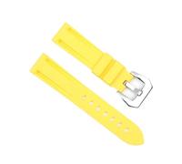 Générique FYXT Bracelet De Montre En Caoutchouc De Silicone Étanche 20 Mm 22 Mm 24 Mm En Acier Inoxydable Avec Boucle Noire Argentée De Remplacement Compatible Avec Panerai(Yellow-silver buckle,22mm)