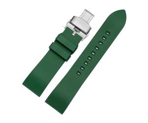 Générique FYXT Bracelet De Montre En Caoutchouc Fluoré, 20mm, 22mm, 24mm, Barre À Dégagement Rapide, Compatible Avec Chaque Marque De Montre(Green silver,22mm)