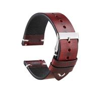 Générique FYXT Bracelet De Montre En Cuir Ciré À L'huile, 18mm, 20mm, 22mm, Noir, Bleu, Vert, Marron, Vintage, Bracelet De Montre De Remplacement, Accessoires(Red,22mm)