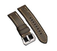 Générique FYXT Bracelet De Montre En Cuir De Vachette Première Couche Fait Main 20, 22, 24 Mm, Haut De Gamme, Style Mat, Adapté Aux Montres For Hommes(Gray silver buckle,22mm)