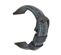 Générique FYXT Bracelet de montre tendance en cuir véritable huilé et ciré, 19 mm, 20 mm, 21 mm, 22 mm, 23 mm, 24 mm, marron, bleu, noir(Oil wax dark blue-B,24mm)