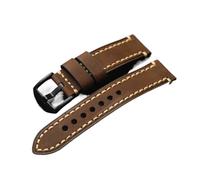 Générique FYXT Bracelet En Cuir De Vache Noir Marron Brossé Vintage 18mm 20mm 21mm 22mm 23mm 24mm 26mm Bracelet En Cuir De Cheval Fou Souple(Brown black buckle,26mm)
