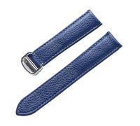 Générique FYXT Bracelet En Cuir Motif Lychee Substitut De Bracelet De Montre En Cuir Souple Compatible Avec Le Bracelet Cartier Tank For Hommes Et Femmes(Blue white line,16mm)
