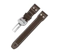 Générique FYXT Bracelet en cuir véritable 20/21/22mm, accessoires compatibles avec le bracelet de montre Big Pilot's IW328201 IW377709(Brown-1,20MM WITH LOGO_SILVER BUCKLE)
