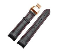 Générique FYXT Bracelet en cuir véritable à extrémité incurvée, compatible avec Citizen BL9002-37 05A BT0001-12E 01A, 20 mm, 21, 22(Red rose butterfly,21mm)