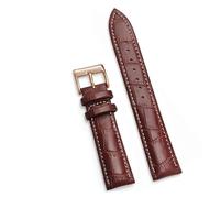Générique FYXT Bracelets De Montre Souples Bracelet De Montre En Cuir Véritable Confortable 12/14/16/18/20/22/24 Mm Bracelet À Boucle Ardillon + Outil(Dark Brown white 2,20mm)