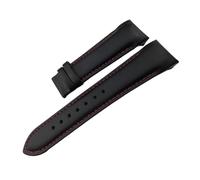 Générique FYXT Ceinture de bracelet de montre en cuir de vache compatible avec les bracelets de bracelet de montre Tissot T035 remplacement de boucle papillon 22mm 23mm 24mm(Black red no clasp,24mm)
